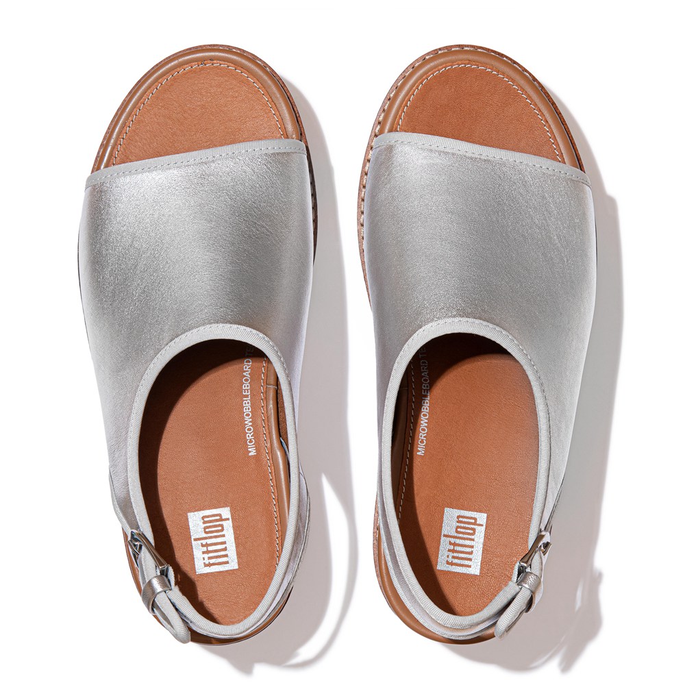 Fitflop Womens Wedge - Eloise Mixed-metallics Back-strap - Silver - 045-QLNRED